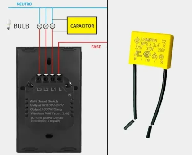 Capacitor Supressor 3,3 Uf Para Interruptor Sem Neutro