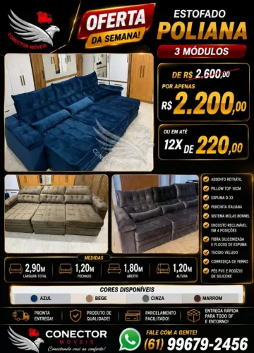 Sofá retrátil reclinável 2,90cm polyy
