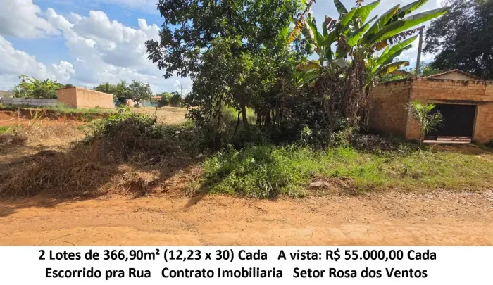 Leia a descrição: 2 Lotes de 366,90m² (Escorrido pra Rua) Setor Rosa dos Ventos
