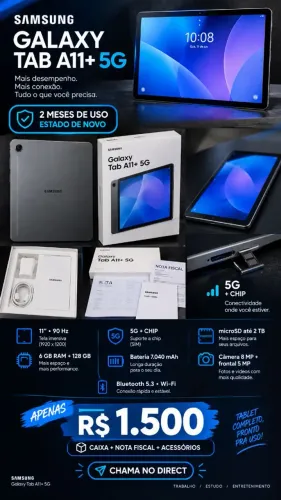 TABLET SAMSUNG A11+ 5G PREÇO PRA SAIR LOGO