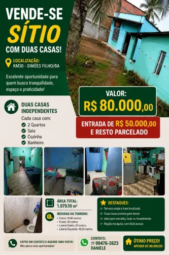 Sítio com 2 casas