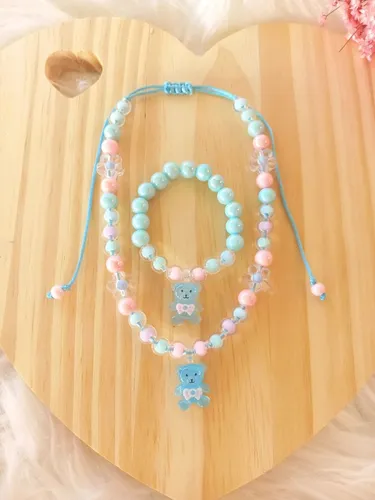 Cordão e pulseira ursinho infantil