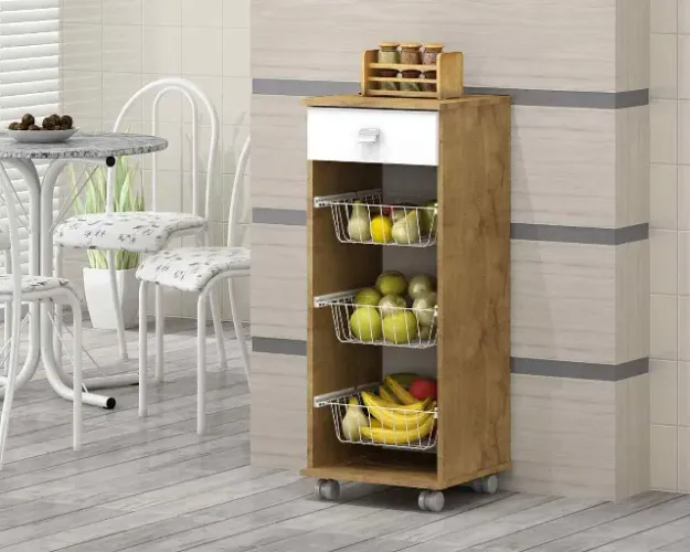 Promoção! Fruteira Talita Castanho/Branco Até 12x - Frete Grátis