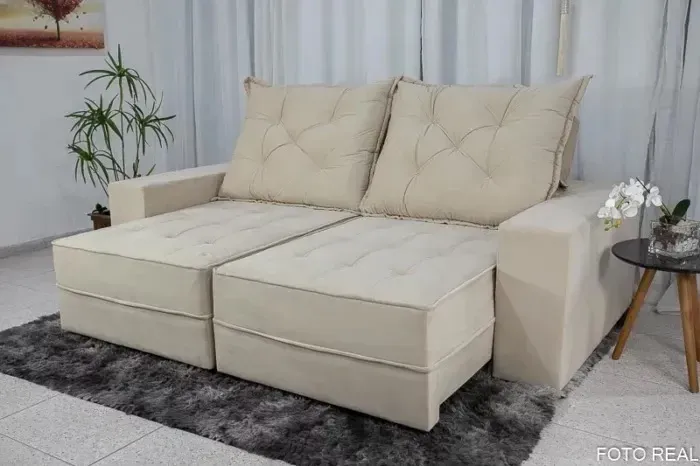 Sofá Retrátil Reclinável Belém 2,50m D33 e Molas Ensacadas rf54