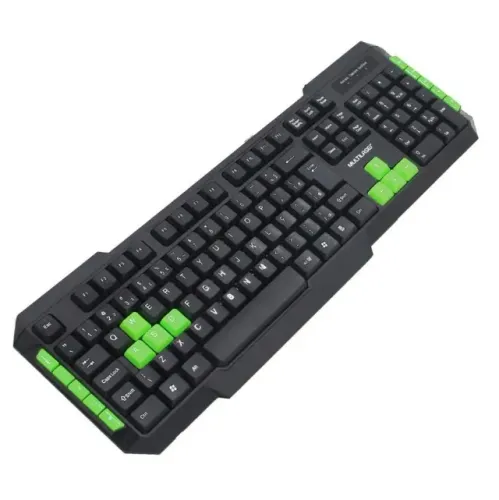 PROMOÇÃO - Teclado Gamer Multilaser Hotkeys Preto/verde Português - Fazemos Entrega