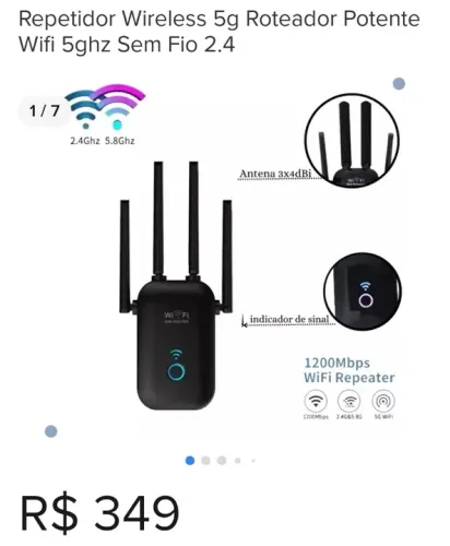 Repetidor Wireless 5g Roteador Potente Wifi 5ghz Sem Fio 2.4