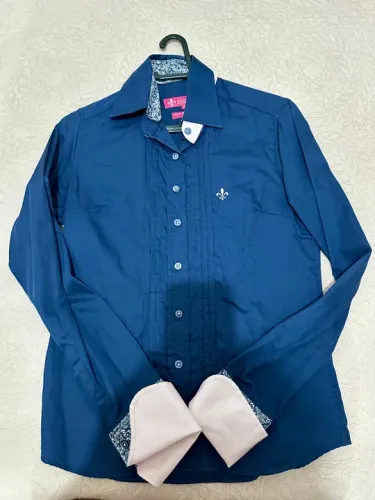 Camisa feminina Dudalina Azul 