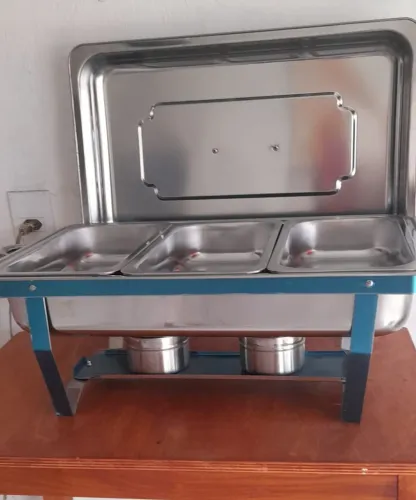 Rechaud Inox 9 Litros 1/3 Panelas Banho Maria 3cubas Buffet