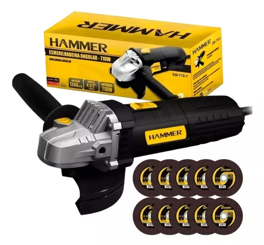 OFERTA Esmerilhadeira e Lixadeira Ang 710W com 10 discos de corte - Pronta Entrega