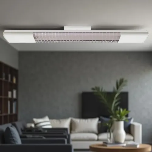 Luminária Aletada Sobrepor 66cm Chapa de Aço para 2 Lâmpadas