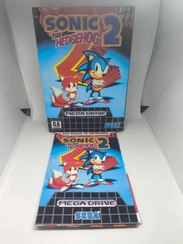 Caixa do Jogo Sonic the Hedgehog 2 para Mega Drive - Inclui Berço e Mini Manual Poster