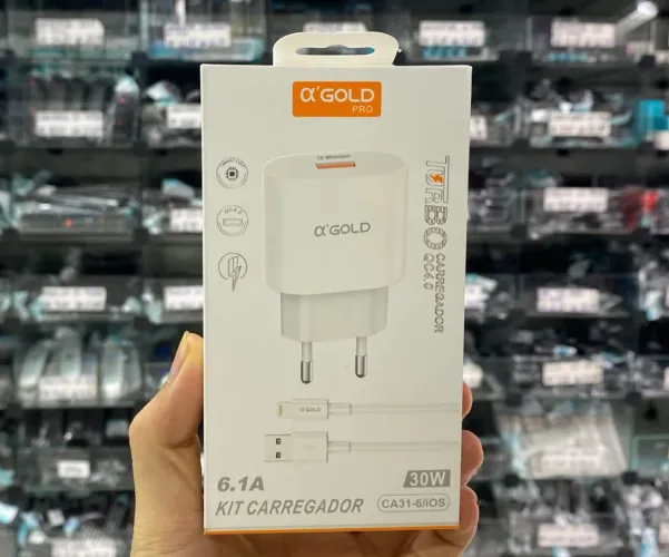Carregador de celular iPhone Lightning cabo 1metro 30w AGOLD