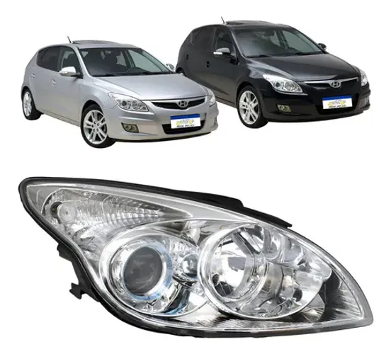 Farol Hyundai I30 2008 A 2013 Cromado Foco Duplo Manual  Direito/passageiro