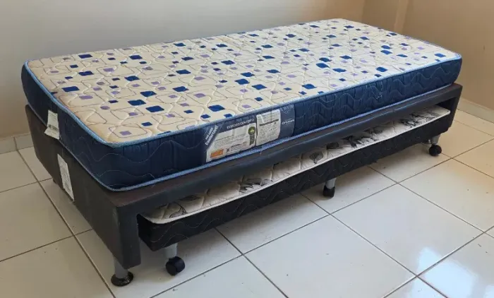 Cama Box de Solteiro com Colchão e Cama Auxiliar Ortobom