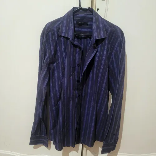 Camisa request tam 3, listrado em roxo,  M
