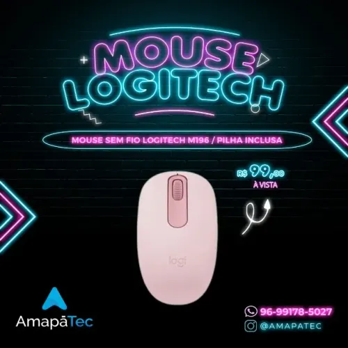 Mouse Sem Fio Logitech M196 Rosa
