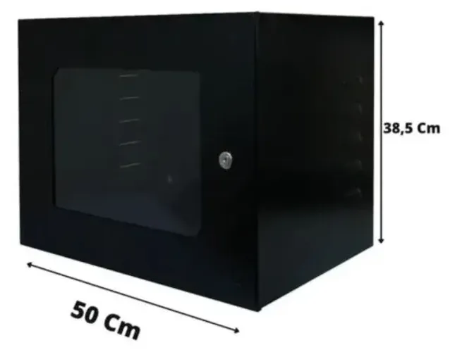 Mini Rack de Dados 8U (NOVO), 19"Largura = 48.26 Altura= 35.56 cm e Profundidade = 50 cm.
