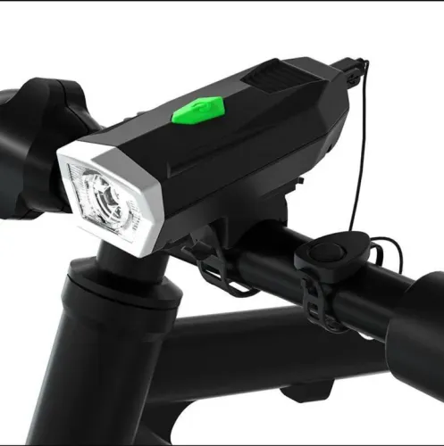 Farol de Bicicleta LED Recarregável com Buzina