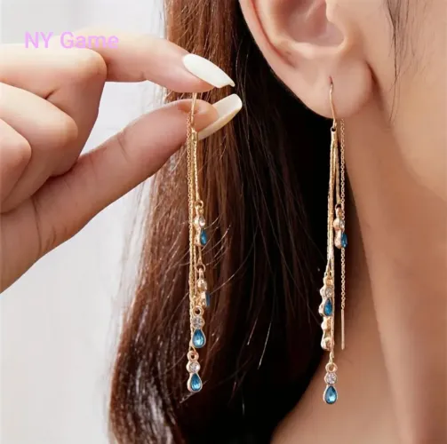 Brinco Folheado Ouro 14K Azul