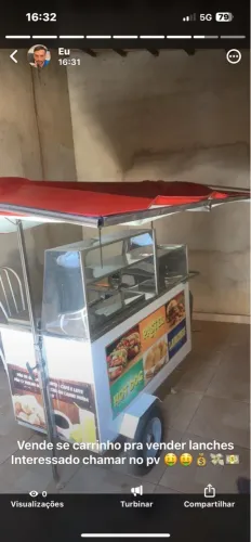 Carrinho 3 em 1 pra vender lanches