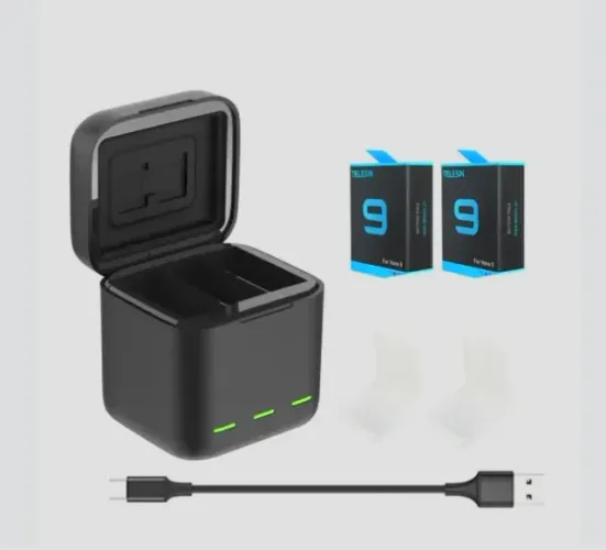 Carregador + 2 Baterias Telesin Para Gopro Hero 9 10 11 12 (Novo)