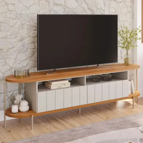 Sua Sala em Grande Estilo: Rack Mônaco para TV até 70? Cinamomo/Off White com Oferta Imper