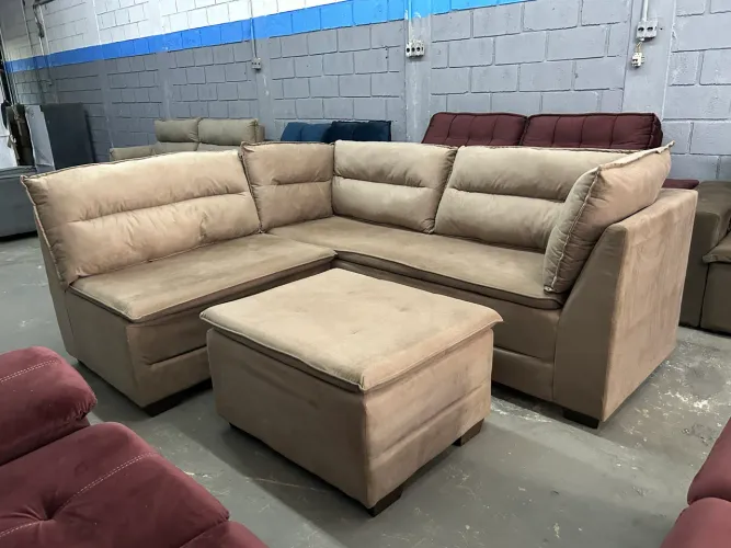 Sofá Fde Canto Fixo + Puff NOVO ( Direto da Fábrica)