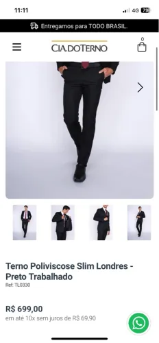 Terno Poliviscose Slim Londres - Preto