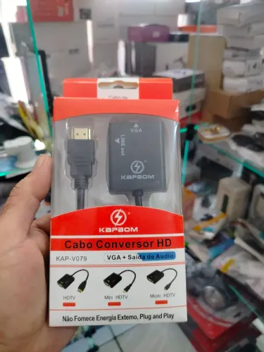 Cabo Conversor HD VGA para HDMI KAPBOM KAP-V079