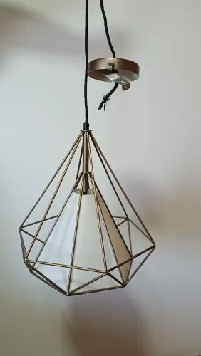 Luminária Pendente Geométrico Diamante Marrom 