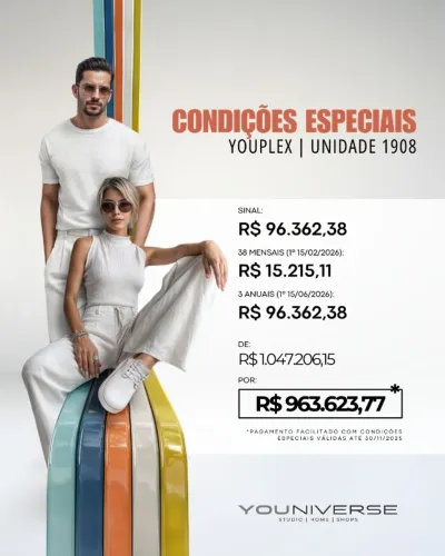 ? OFERTA IMPERDÍVEL DE NOVEMBRO | YOUPLEX 1908 ?  Studio com pé-direito alto!!!