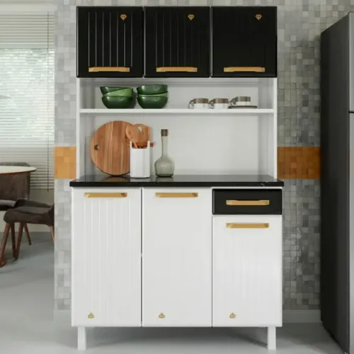 "Organização com Estilo: Armário de Cozinha Diamante Smart Telasul 6 Portas 1 Gaveta"