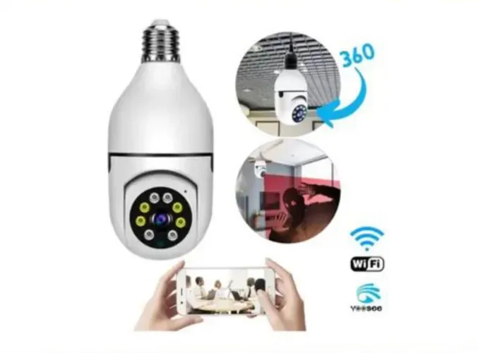 Câmera Lâmpada IP Wifi 360° Visão Noturna