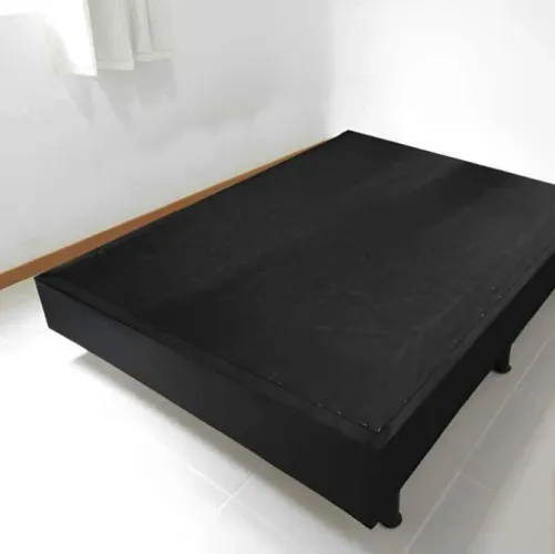 Base e colchão box Casal Preta 