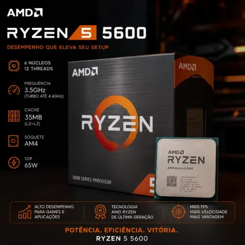 Processador Ryzen 5 5600 - Não acompanha cooler box