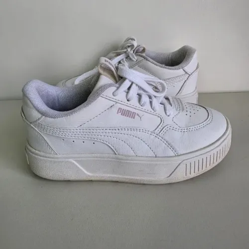Tênis Puma Couro Branco Infantil Menina Pouco Uso