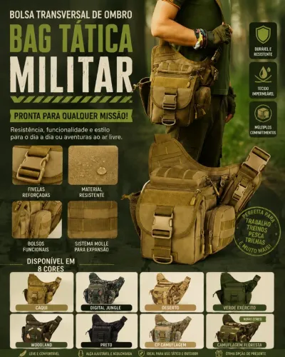 Bolsa de Ombro Estilosa Camuflado ou Lisa Bag Transversal