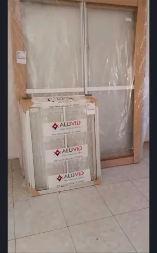 Porta Balcão de Alumínio 2 Folhas 210x160cm Branca Metalflex - Aluvid