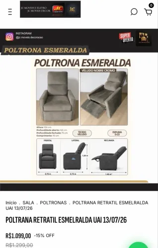 POLTRONA ESMERALDA RECLINÁVEL 