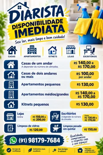 Diarista Disponibilidade Imediata