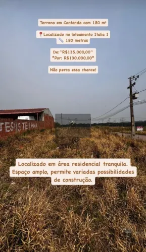 Terreno à venda em contenda com 180 metros em Constenda- PR, localizado no loteamento Itál