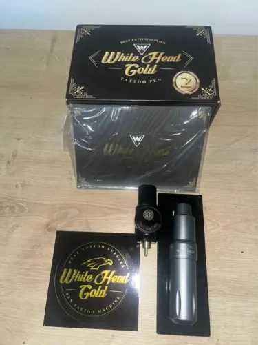 Maquina de tatuar Pen white head gold g2 + bateria da máquina de tattoo
