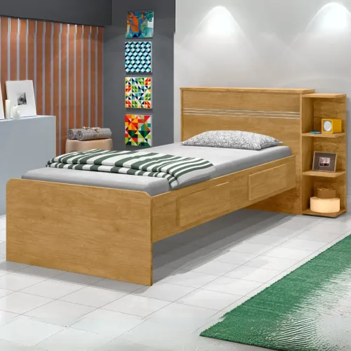Cama Solteiro Baú Jade Nature - J&A MÓVEIS _ entrega hoje