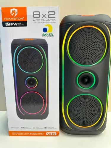 Caixa de som potente amplificada com entrada microfone Bluetooth Rádio Pendrive 50 cm alt