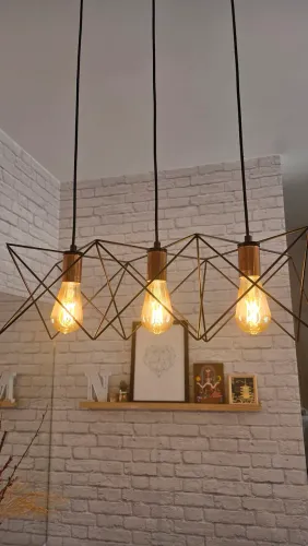 Luminária lustre pendente com 3 lâmpadas