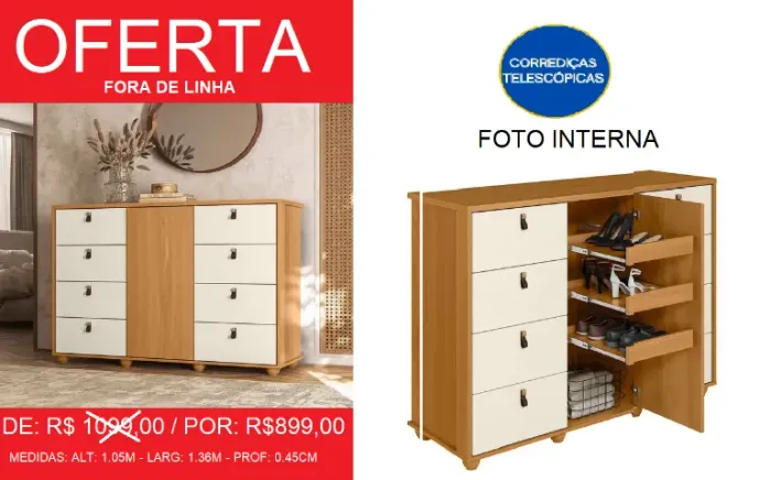 Comoda com sapateira - compre hoje e receba em até 72 horas