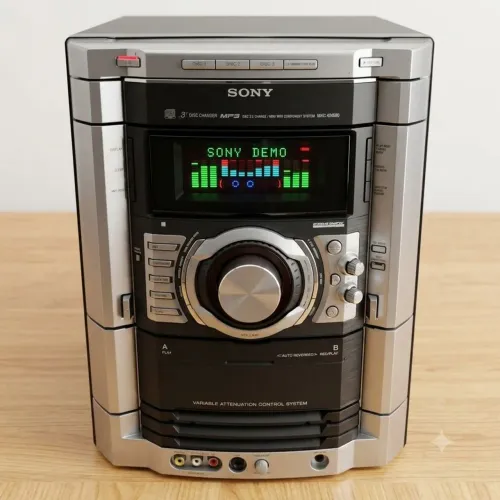 Som Sony Genezi MHC-GN880 Potente | 3 CDs, MP3, Fita, Entrada Aux/Game e Karaokê<br>