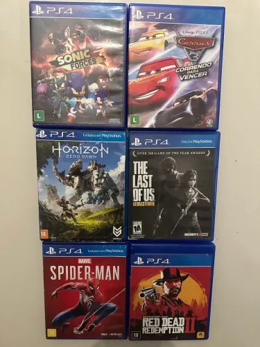Lote 6 Jogos PS4 Originais - Spider-Man, Red Dead Redemption 2, The Last of Us e Mais