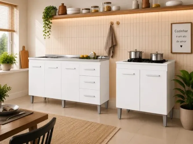 Balcão para Pia 1,60 + Balcãp para Cooktop 4 ou 5 Bocas