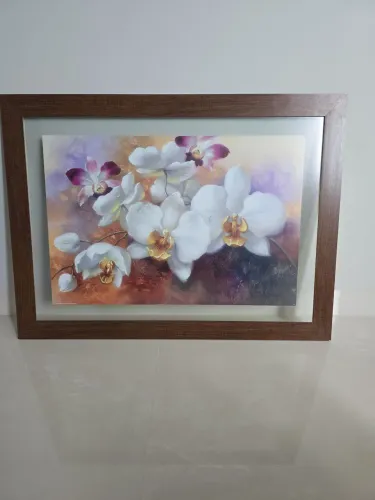 Quadro decorativo grande com moldura em madeira - 90 x 120 cm